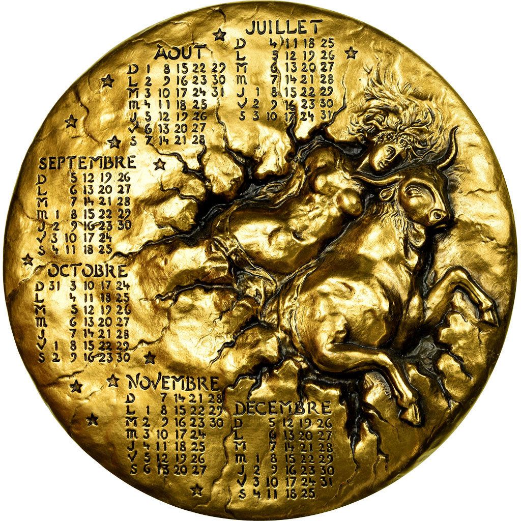 France, Médaille, Calendrier, Femme nue et Taureau, Europe, 1993, Mayot, SPL