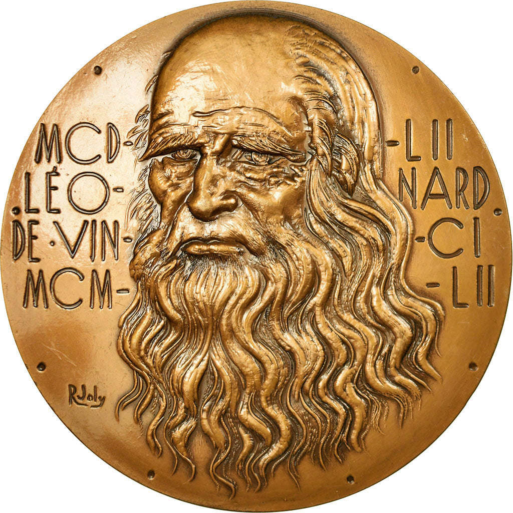 Francja, Medal, Léonard de Vinci, Sztuka i Kultura, 1968, Joly, MS(63), Bronze