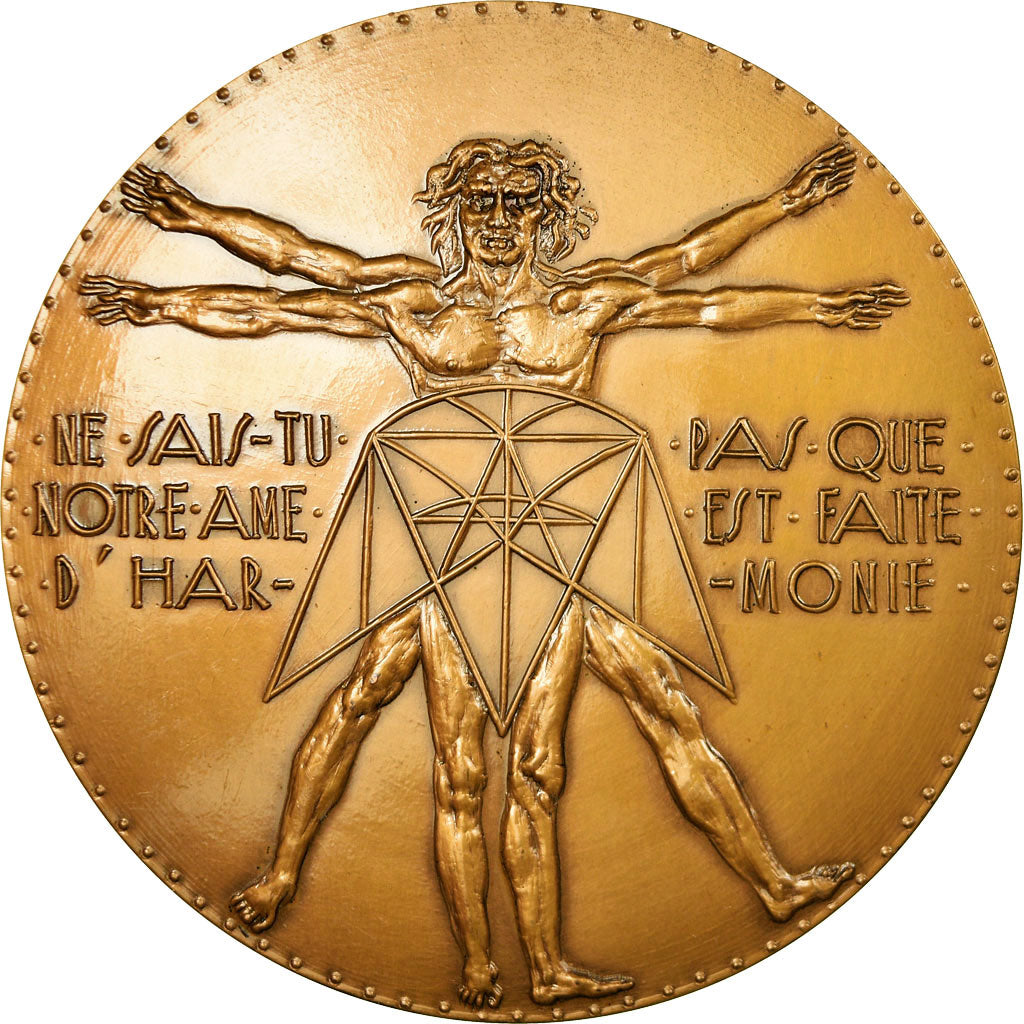 Francja, Medal, Léonard de Vinci, Sztuka i Kultura, 1968, Joly, MS(63), Bronze