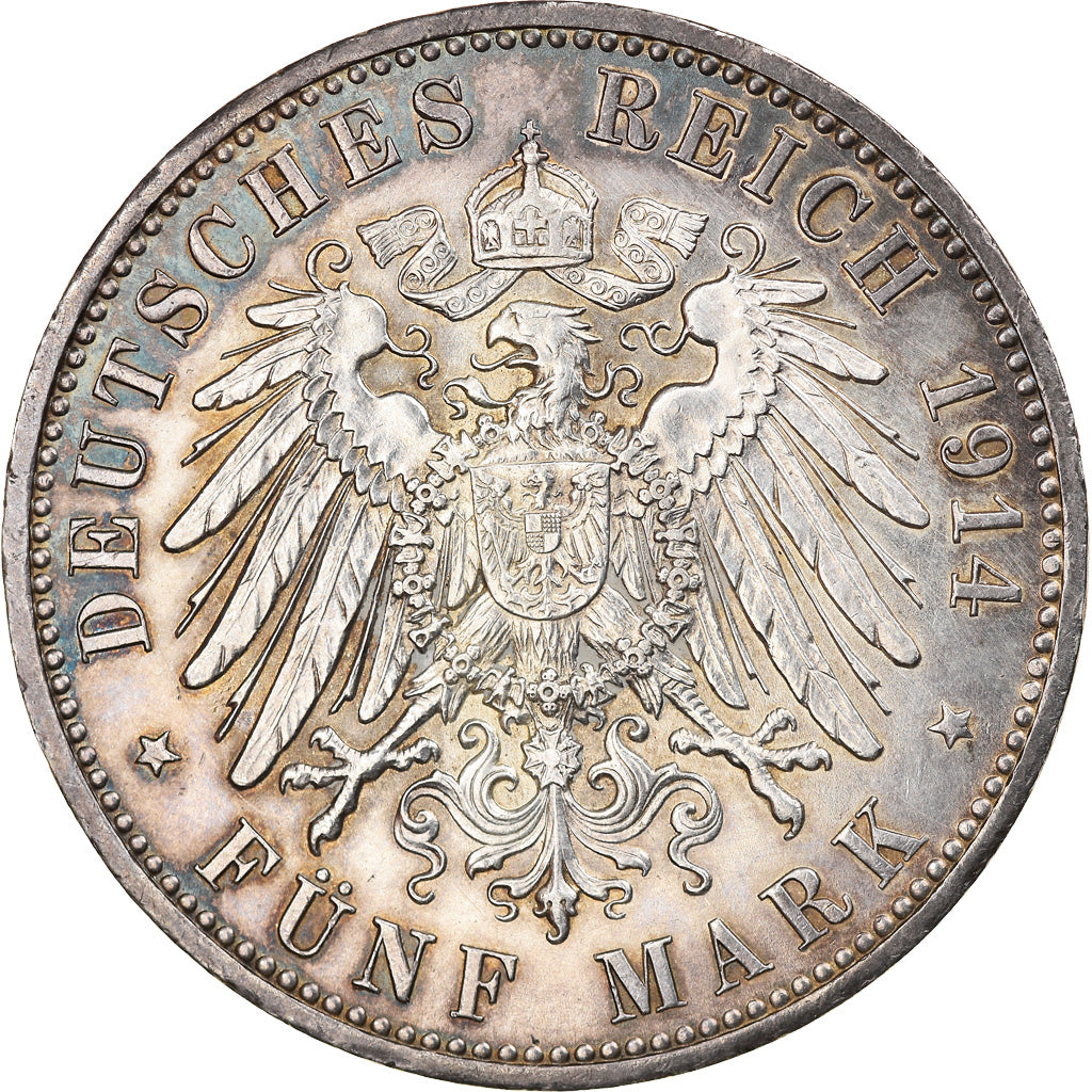 Coin, German States, PRUSSIA, Wilhelm II, 5 Mark, 1914, Berlin, MS(60-62)