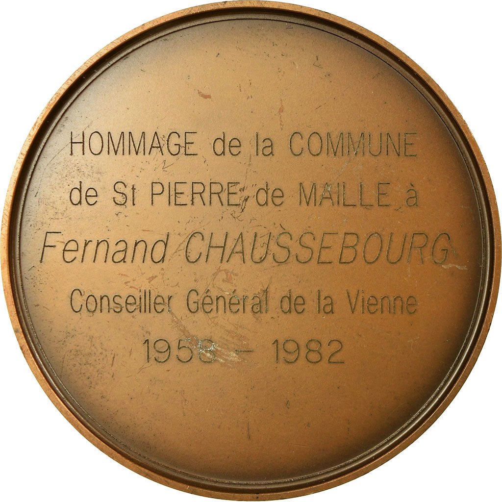 France, Medal, Fernand Chaussebourg, Conseiller Général de la Vienne, 1982
