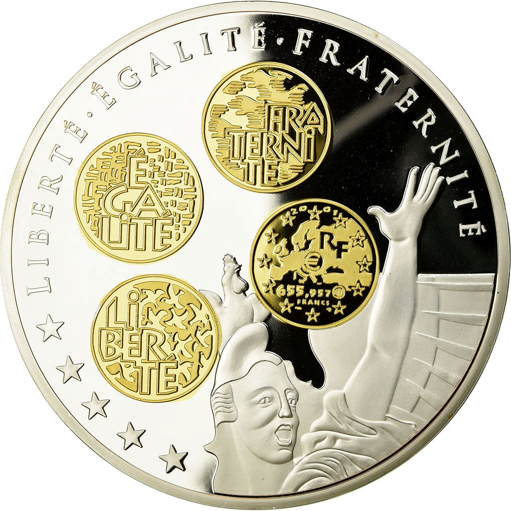Francia, medaglia, 10 ans d'adieu au Franc, Liberté, Égalité, Fraternité