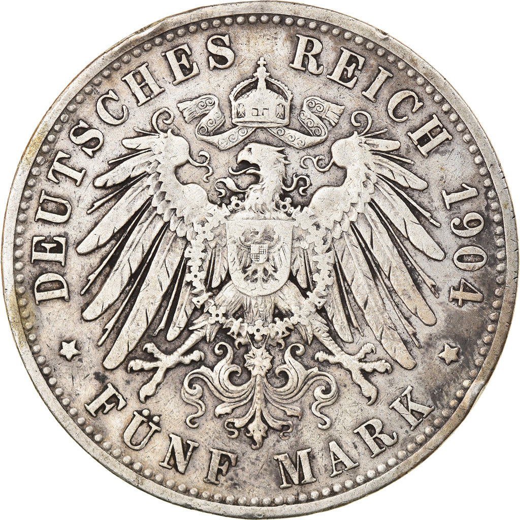 Coin, German States, BAVARIA, Otto, 5 Mark, 1904, Munich, EF(40-45), Silver
