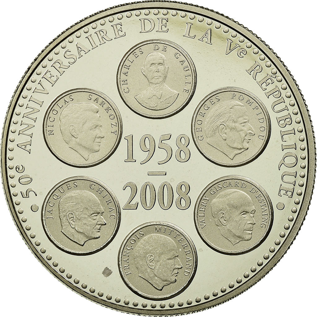 France, Medal, 50ème Anniversaire de la Vème République, 2008, MS(65-70)