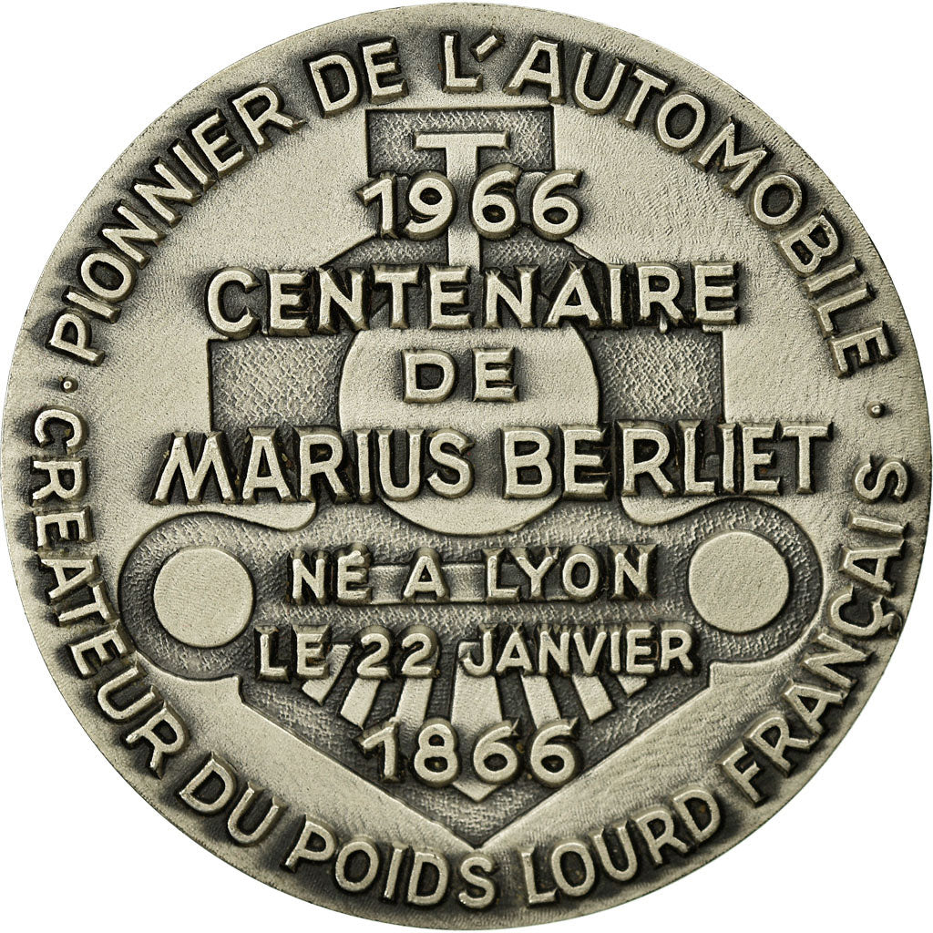 France, Medal, Automobile, Centenaire de Marius Berliet, 1966, Dulac, MS(60-62)
