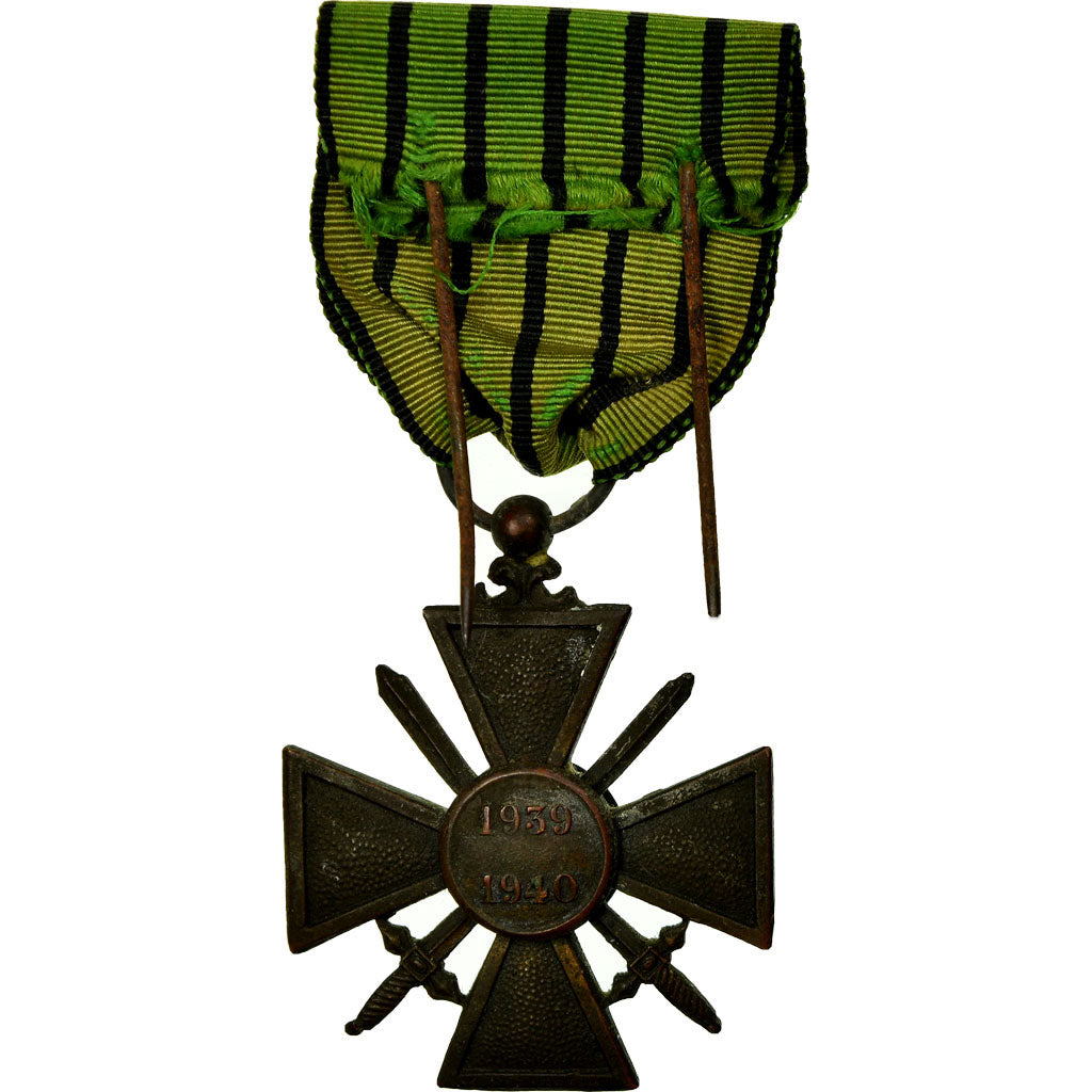 Francja, Croix de Guerre, Medal, 1939-1940, Bardzo dobra jakość, Bronze, 36
