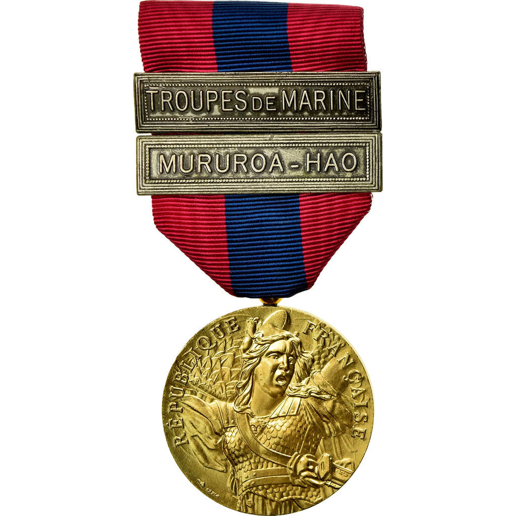 France, Troupes de Marine, Mururoa-Hao, Médaille, Non circulé, Gilt Bronze, 36
