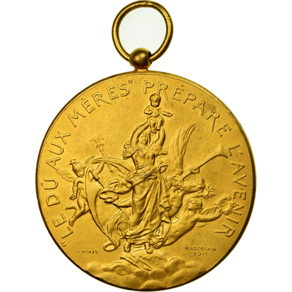 France, Médaille, Art Nouveau, Le Dû aux Mères Prépare l'Avenir, Pillet