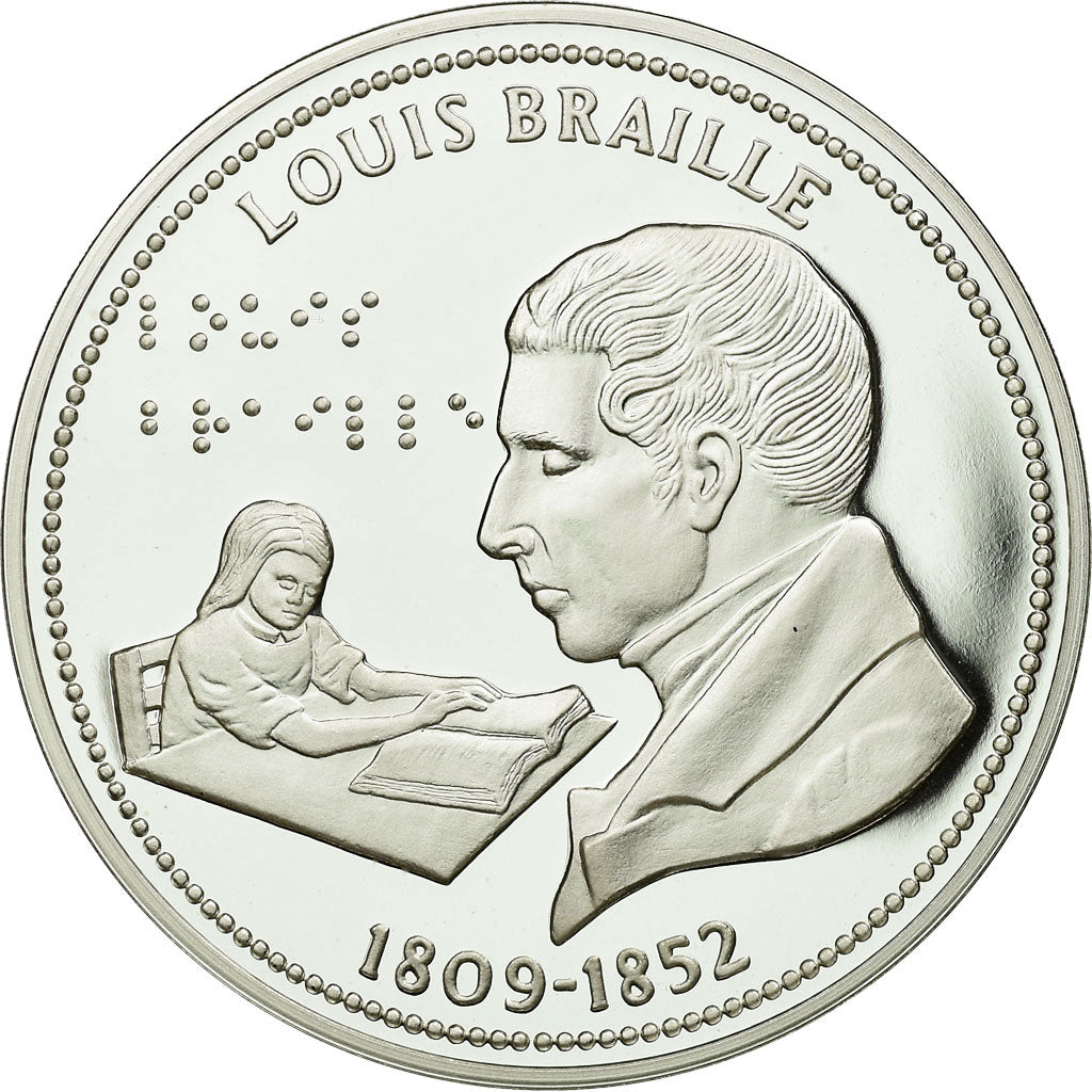 Francia, medaglia, Louis Braille, History, FDC, Argento