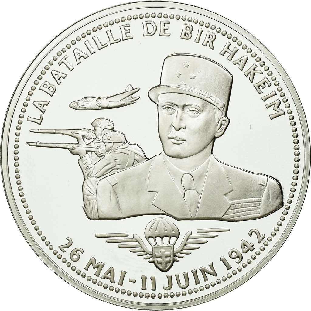 France, Medal, La Bataille de Bir Hakeim, History, MS(65-70), Silver