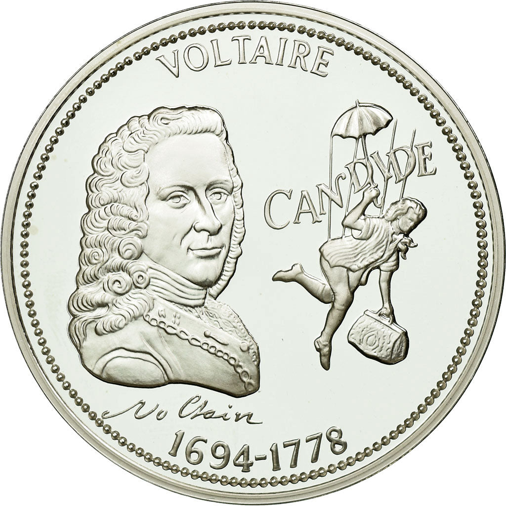 Francia, medaglia, Voltaire, Candide, History, FDC, Argento