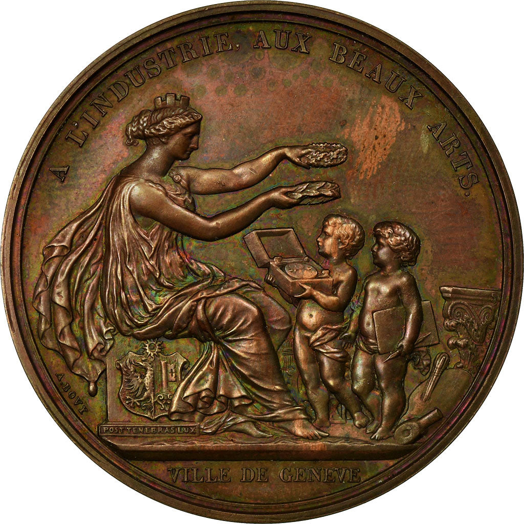 Switzerland, Medal, Ecole des Beaux Arts, Ville de Genève, Bovy, MS(63), Copper