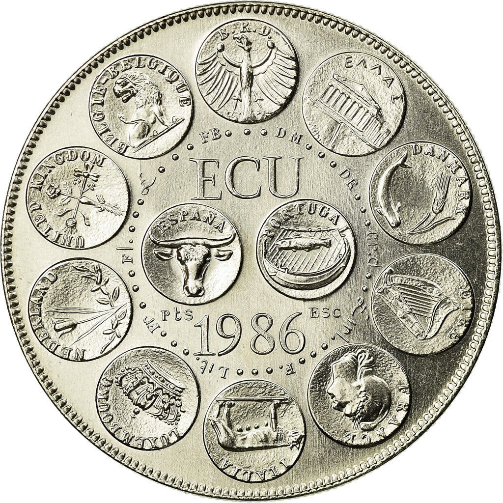 França, Medal, Ecu Europa, Marianne, 1986, Rodier, MS(65-70), Cobre-níquel