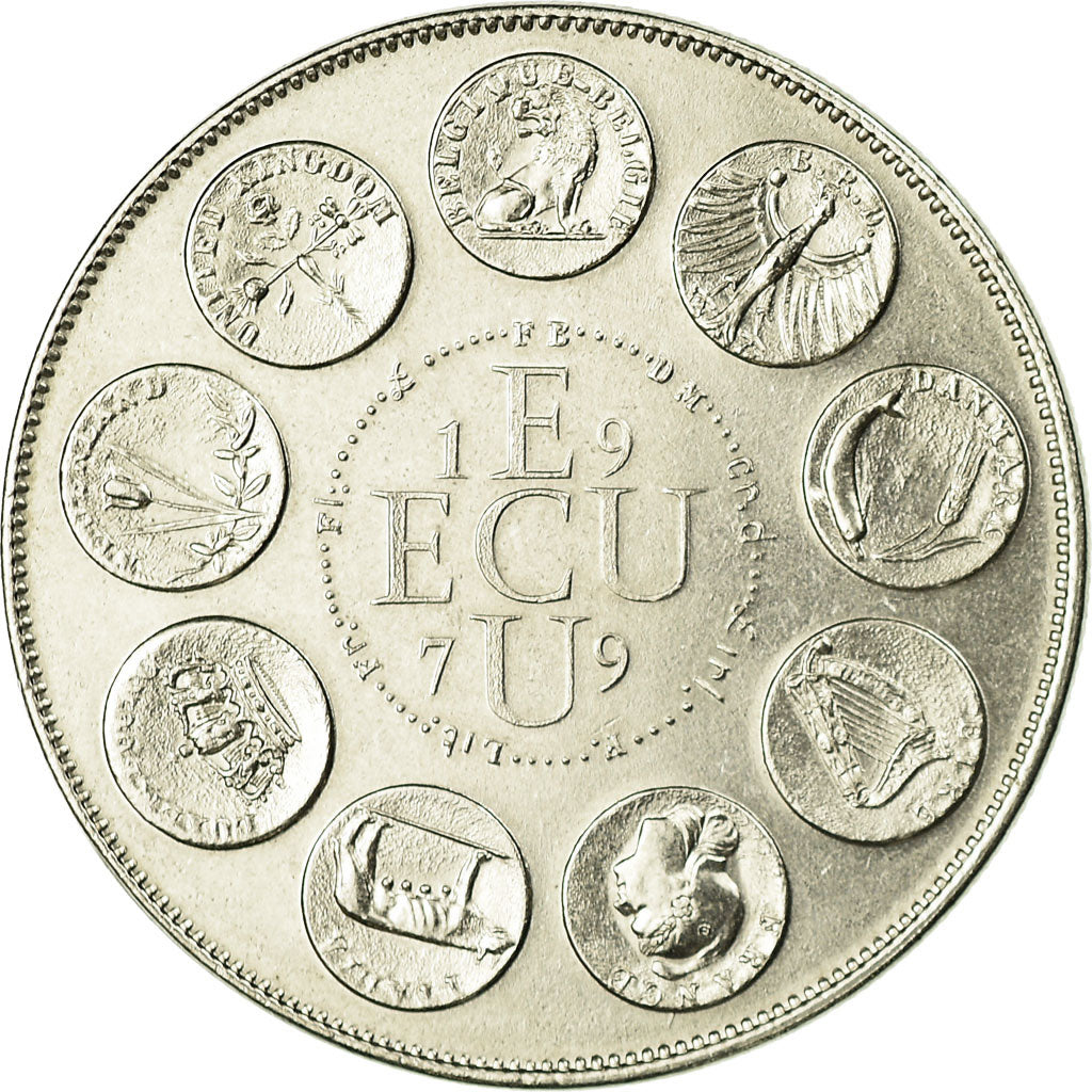 França, Medal, Ecu Euro, EUROPA, 1979, Rodier, MS(65-70), Cobre-níquel