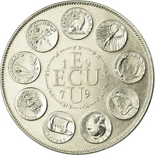 França, Medal, Ecu Euro, EUROPA, 1979, Rodier, MS(65-70), Cobre-níquel