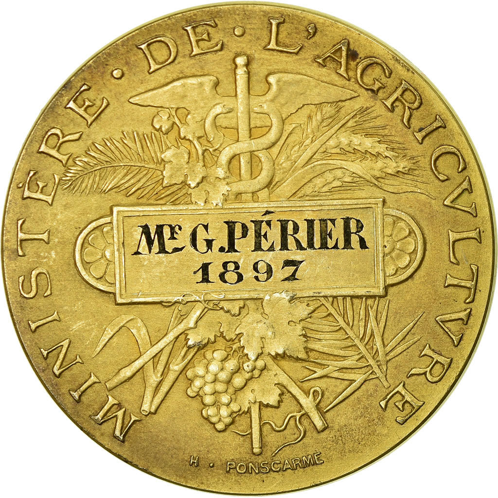 França, Medal, Ministère de l'Agriculture, 1897, Ponscarme, AU(55-58), Vermeil