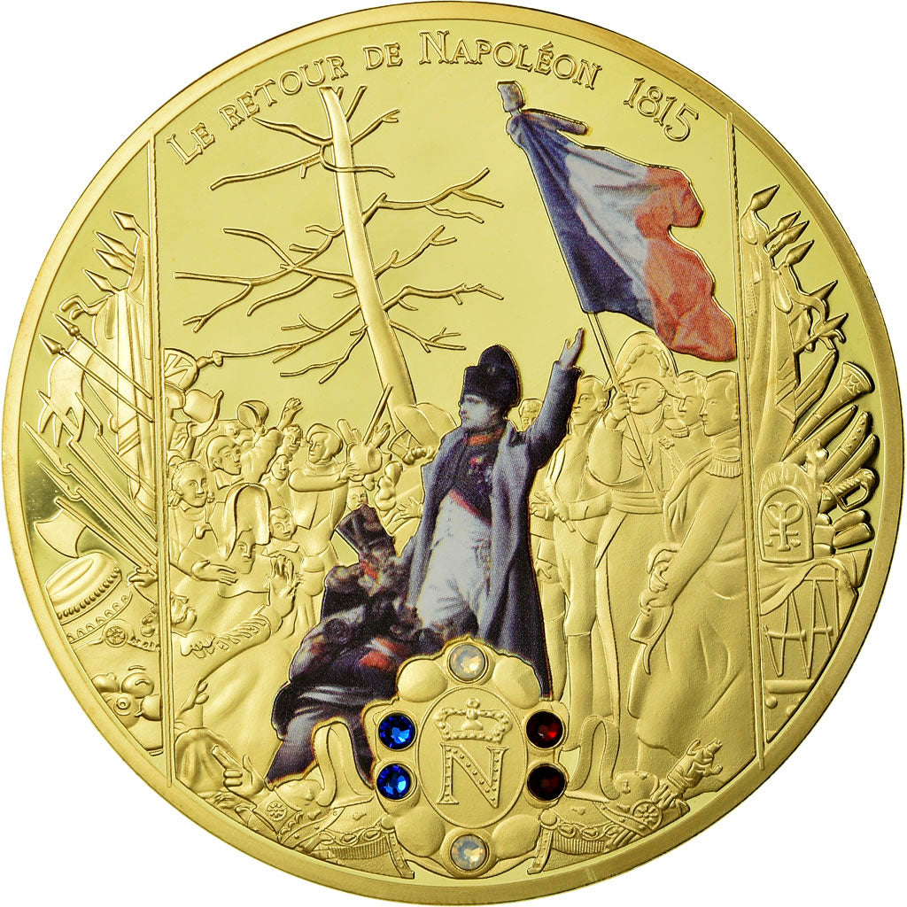 Francia, medalla, Le Retour de Napoléon, 1815, 2015, FDC, Copper Gilt