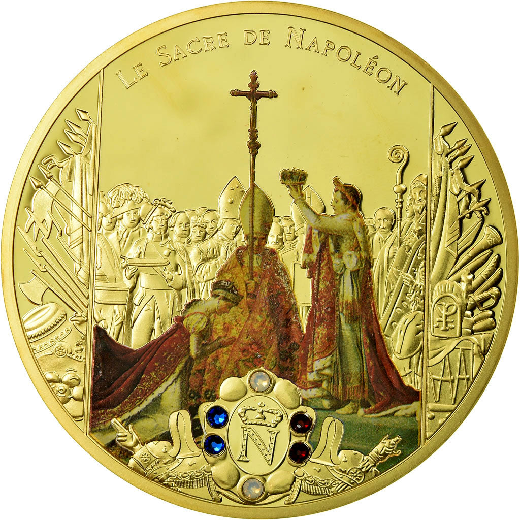 France, Medal, Le sacre de Napoléon Ier par Pie VII, MS(65-70), Copper Gilt