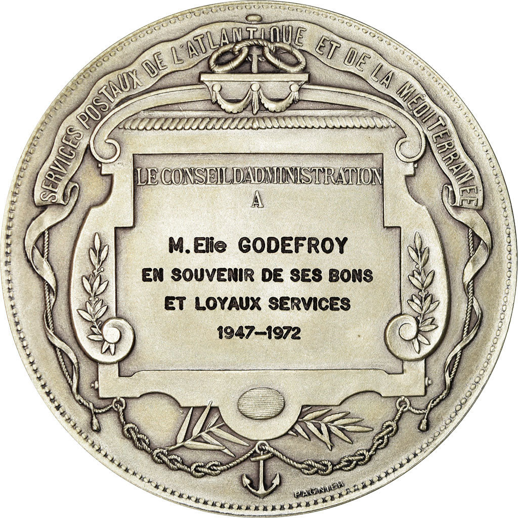 France, Medal, Compagnie Générale Transatlantique, Services Postaux, 1972