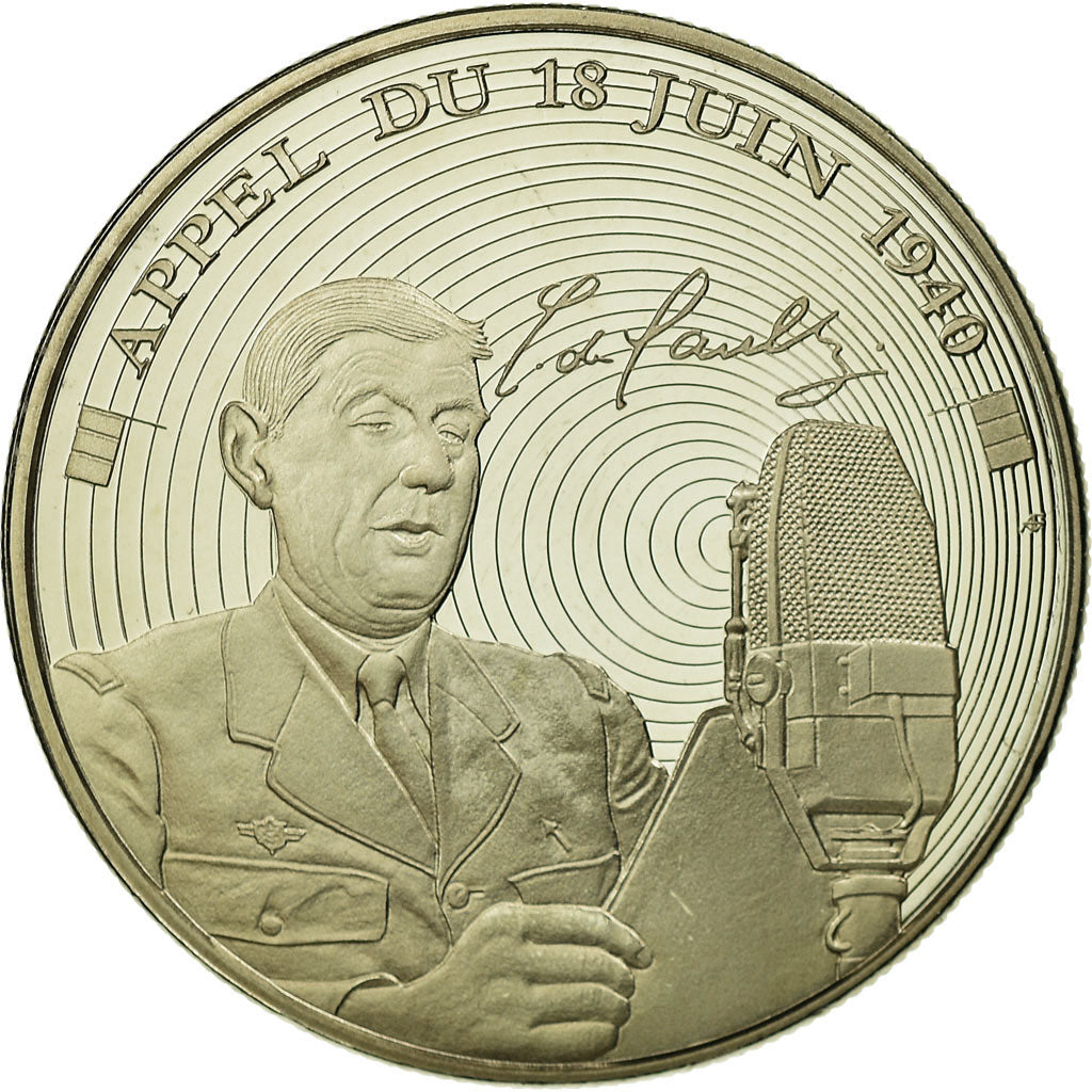 Francia, medalla, Charles De Gaulle, Appel du 18 juin 1940, FDC, Copper Plated