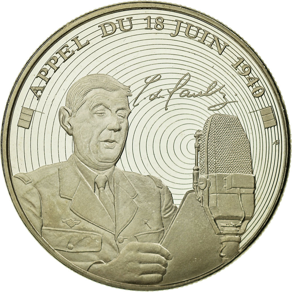 Francja, Medal, Vème République, L'Appel du 18 Juin, MS(64), Miedź