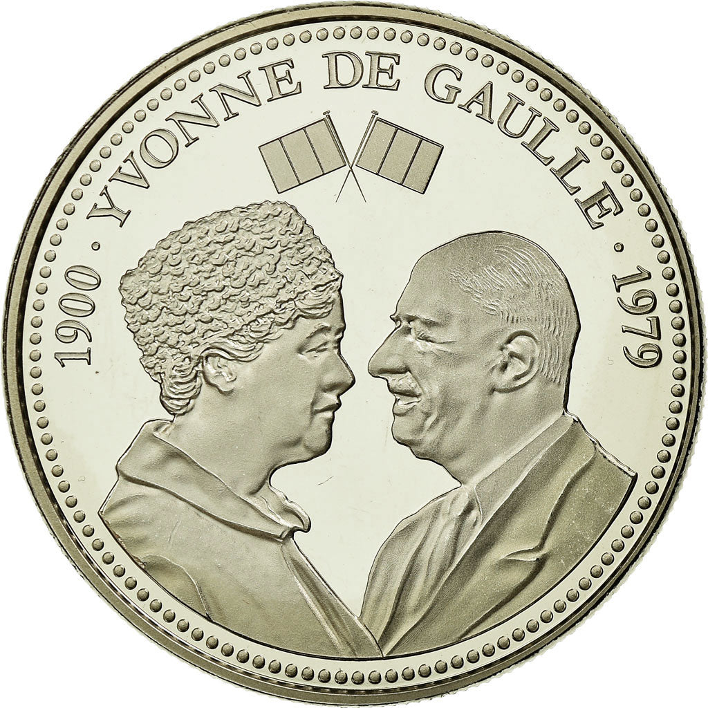 France, Medal, Vème République, Yvonne De Gaulle, MS(64), Copper Plated Silver