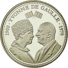 France, Medal, Vème République, Yvonne De Gaulle, MS(64), Copper Plated Silver