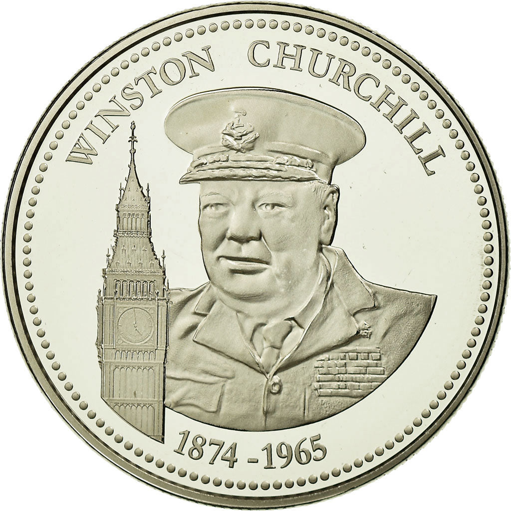 France, Médaille, Vème République, Winston Churchill, SPL+, Cuivre plaqué