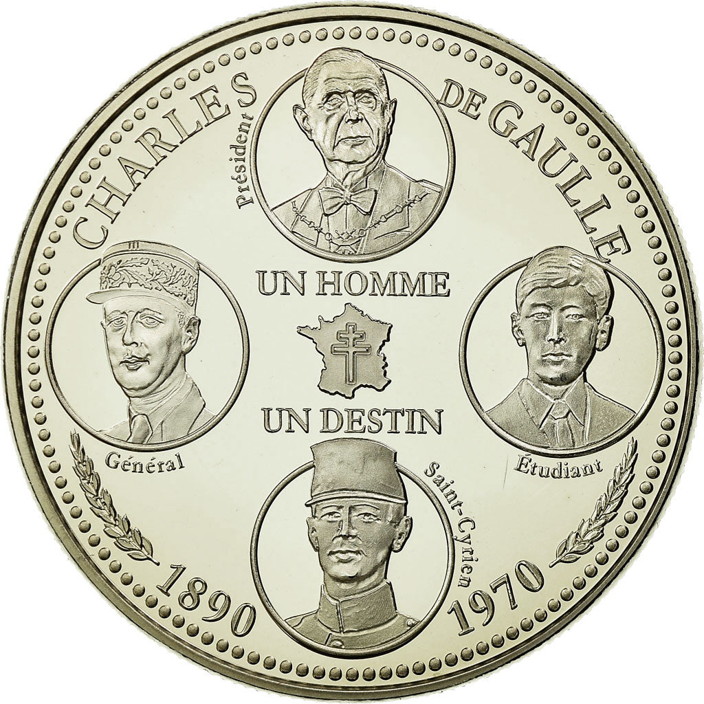 Francia, medaglia, Vème République, Charles De Gaulle, FDC, Copper Plated