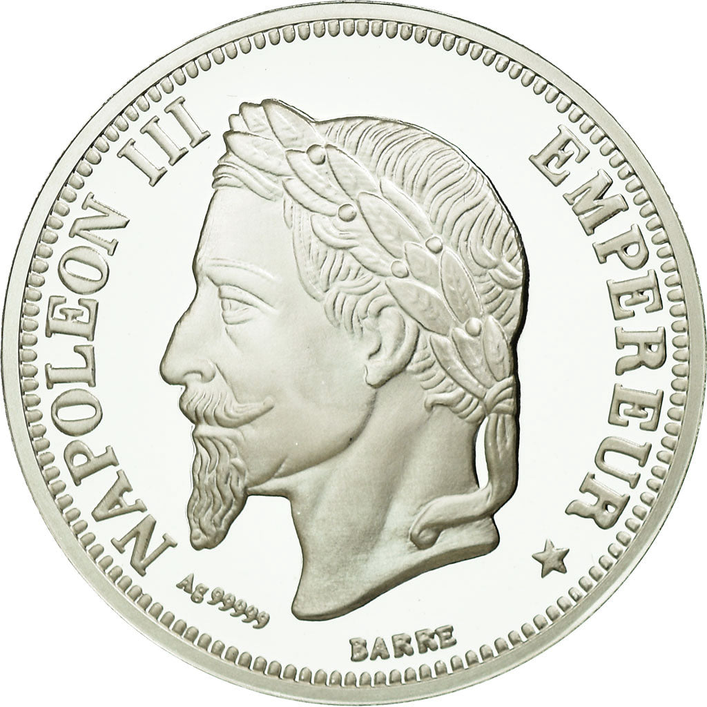 France, Médaille, Reproduction de la 5 Francs Napoléon III 1867, FDC, Argent