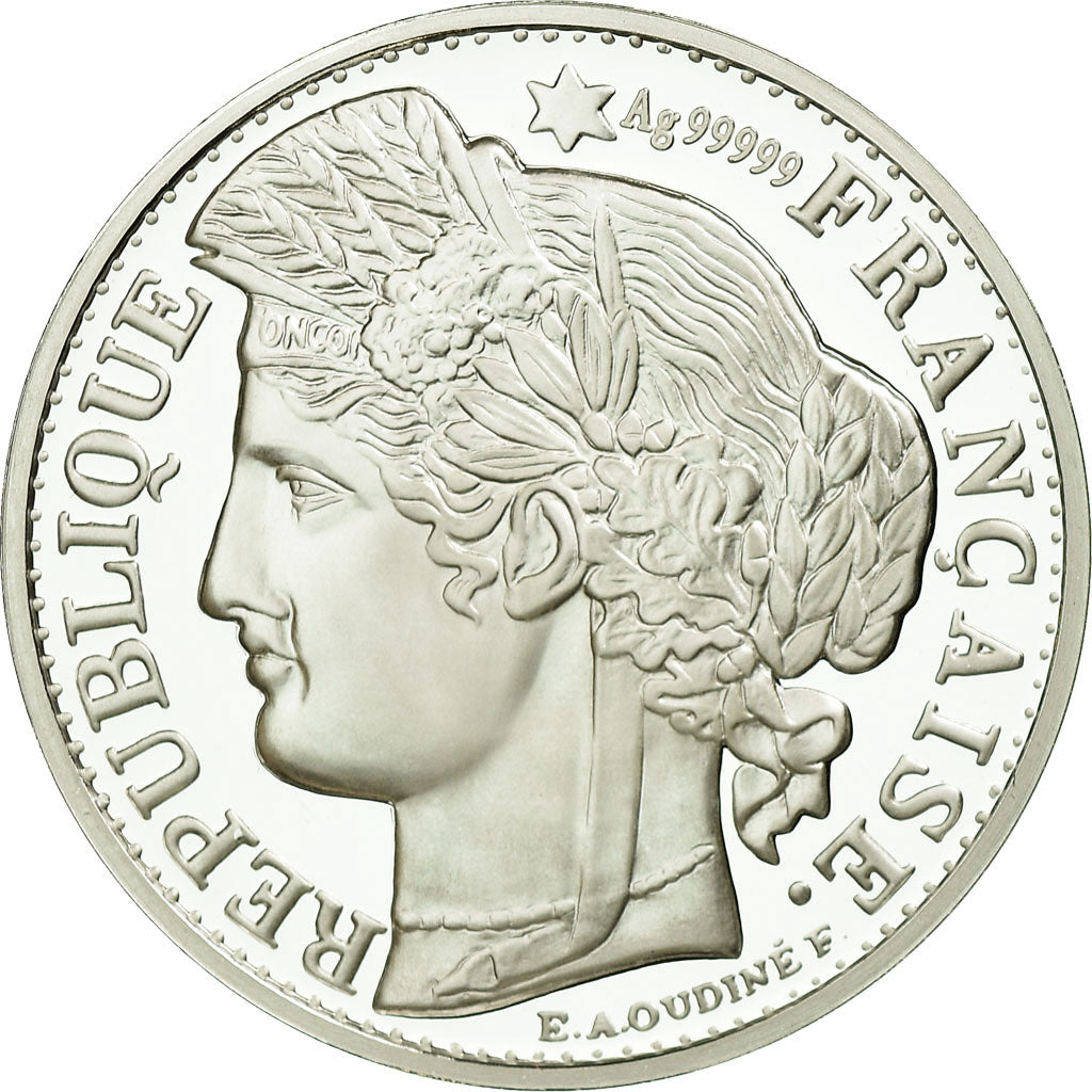 Frankrijk, Medaille, Reproduction de la 50 Centimes Cérès 1889, FDC, Zilver