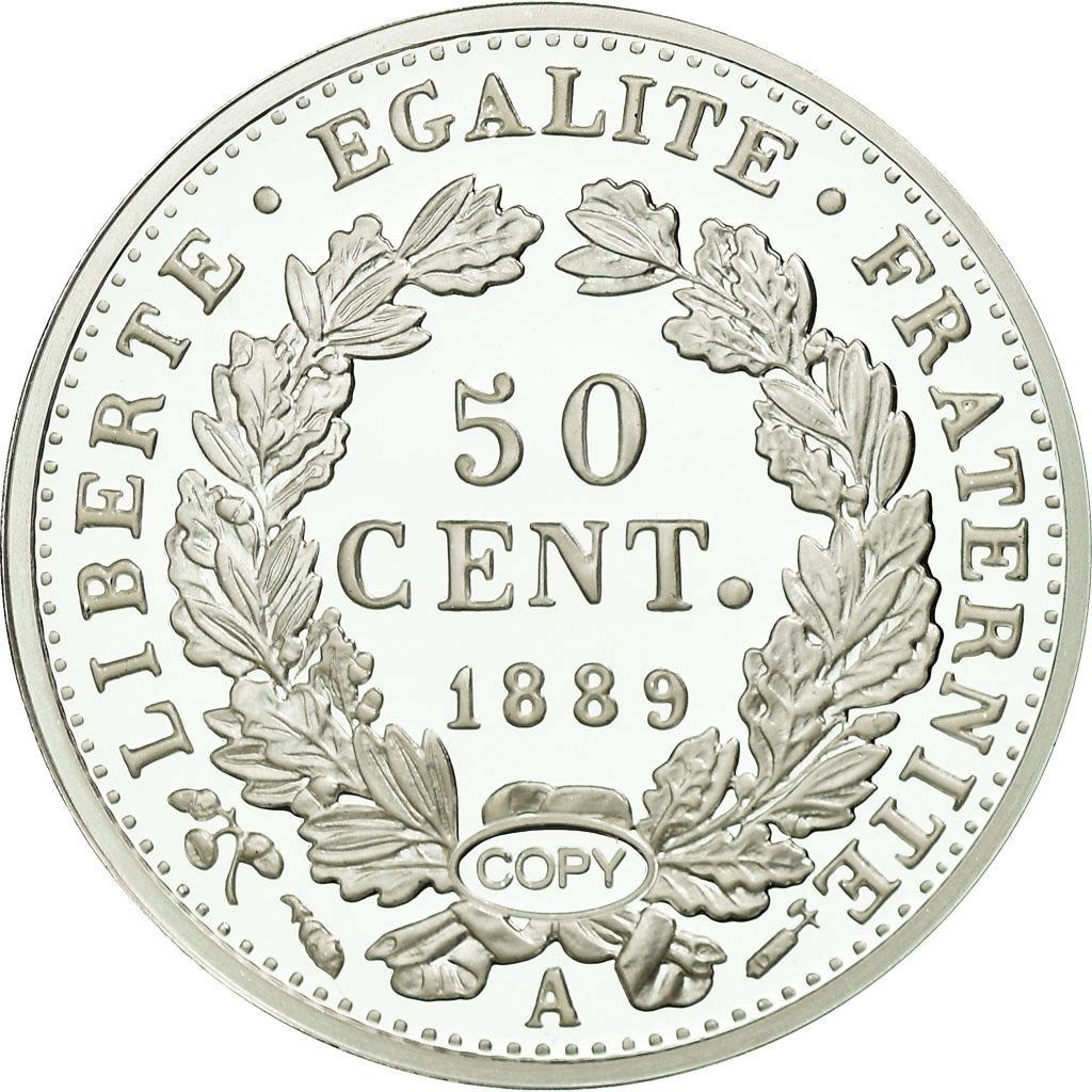 Frankrijk, Medaille, Reproduction de la 50 Centimes Cérès 1889, FDC, Zilver