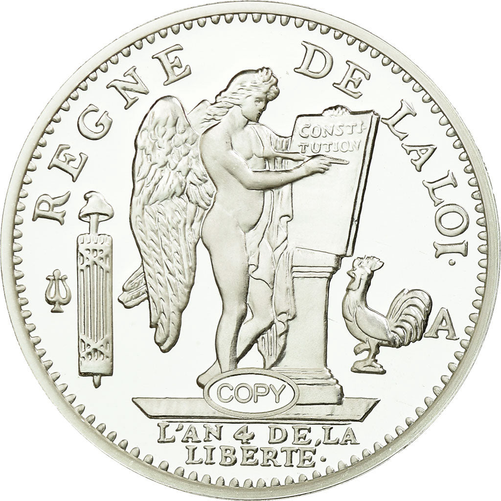 Francja, Medal, Reproduction du Louis d'Or au Génie 1792, MS(65-70), Srebro