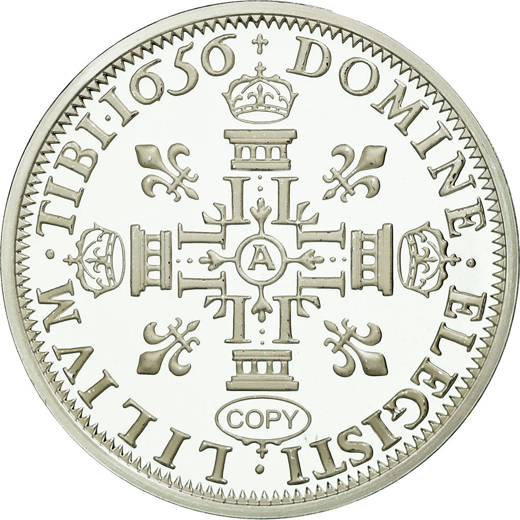 France, Médaille, Reproduction du Lis d'Argent 1656 Paris, Louis XIV, FDC