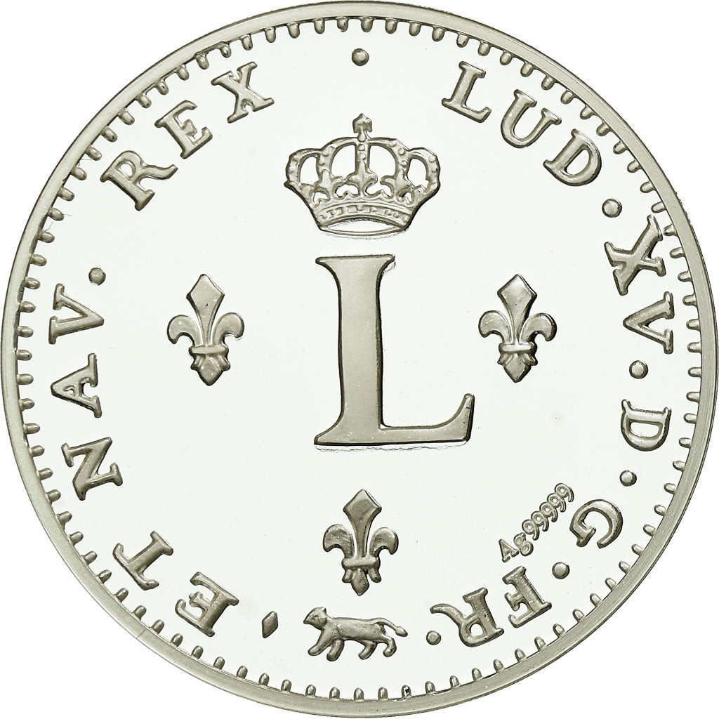 França, Medal, Reproduction du Double Sol 1739, Louis XV, MS(65-70), Prata