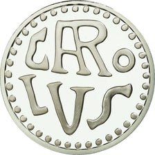 France, Medal, Reproduction du Denier de Charlemagne, MS(65-70), Silver