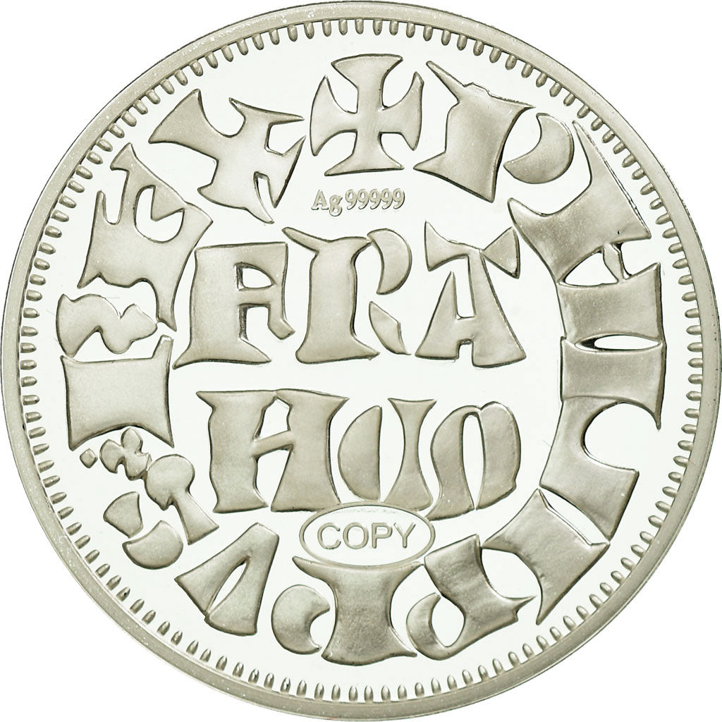 France, Medal, Reproduction du Denier Parisis, Philippe Auguste, MS(65-70)