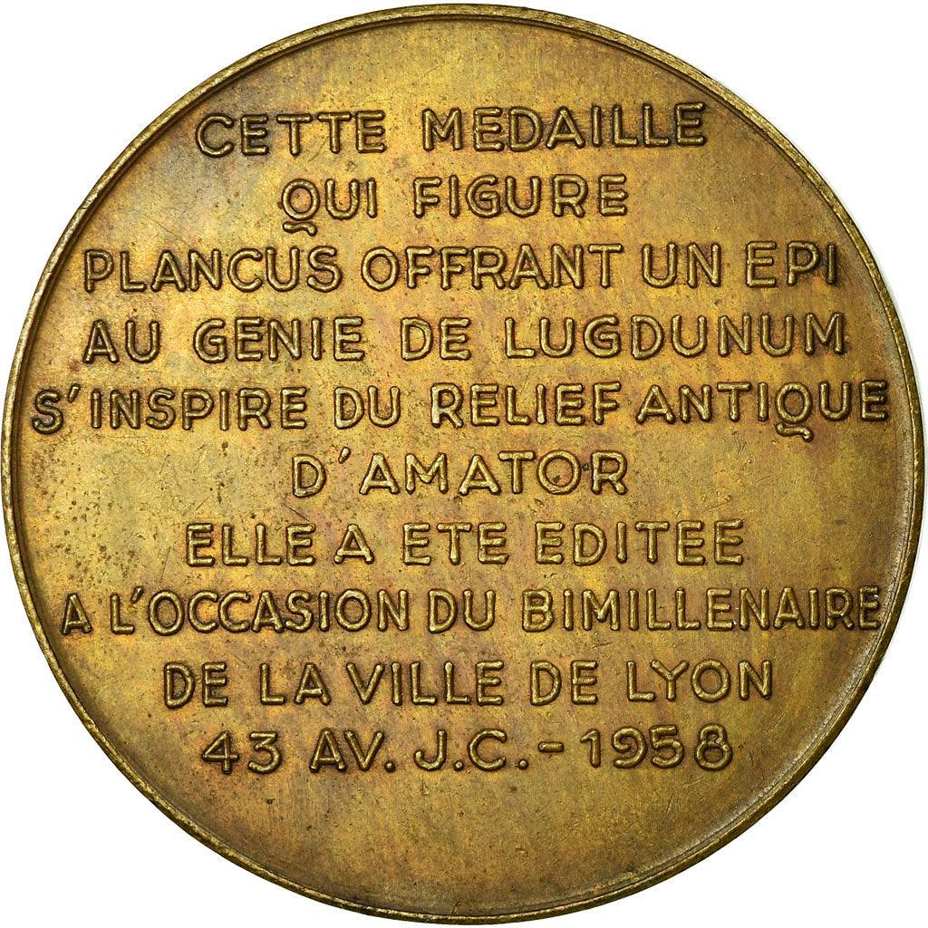 France, Medal, Bimillénaire de Lyon, Relief Antique d'Amator, 1958, Penin