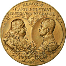 Suécia, Medal, Caroli Gustavi Gustavo V Regnante, 1908, Sven kulle, AU(55-58)
