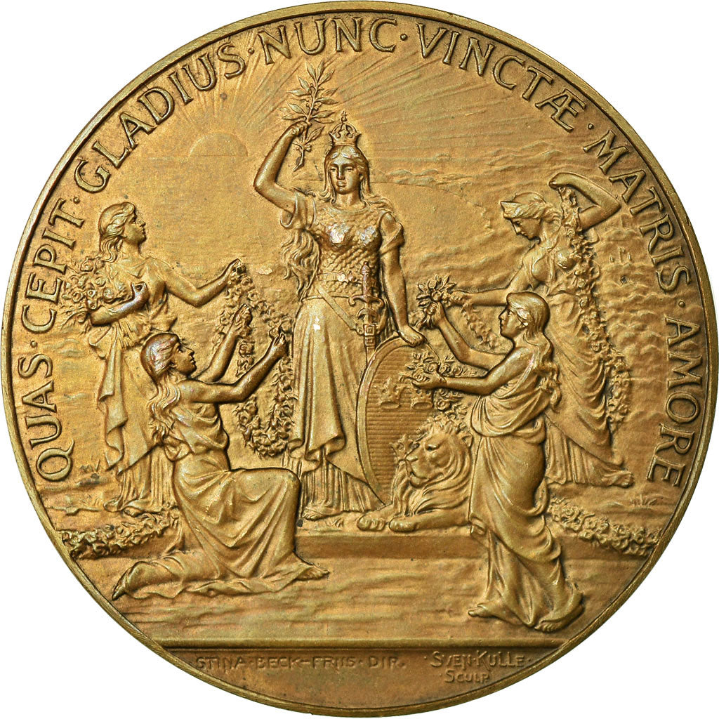 Suécia, Medal, Caroli Gustavi Gustavo V Regnante, 1908, Sven kulle, AU(55-58)