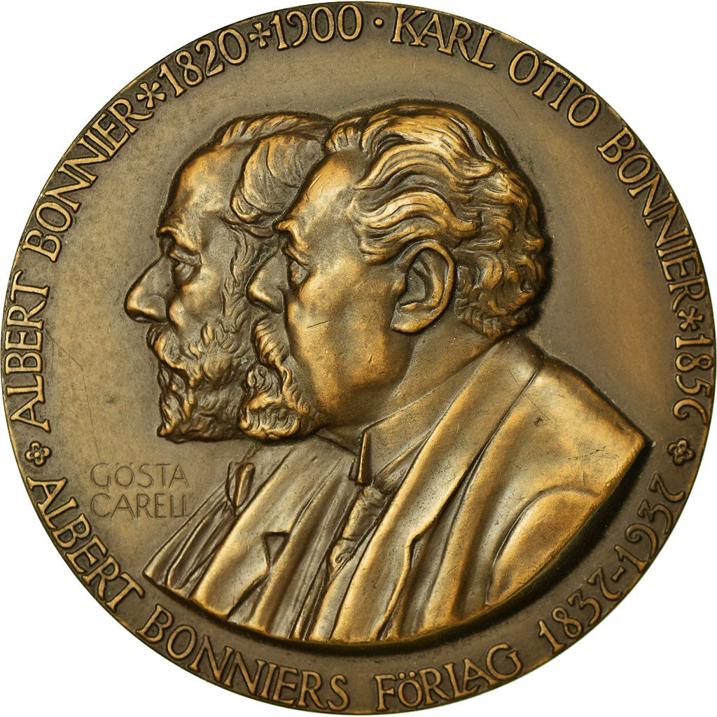 Sweden, Medal, Albert Bonniers Förlag, 1937, Gösta Carell, MS(63), Bronze