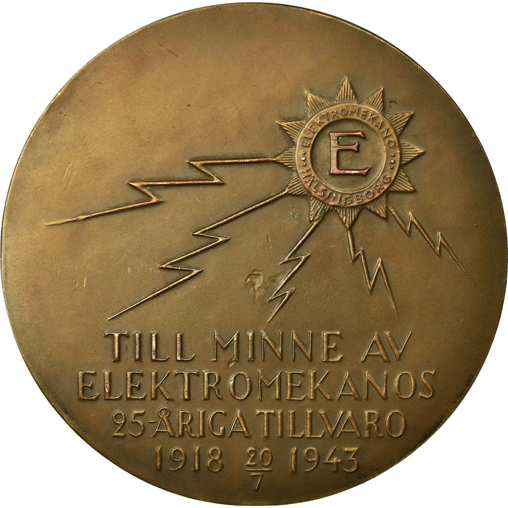 Suède, Médaille, Till Minne Av Elektromekanos, 1943, SUP+, Bronze