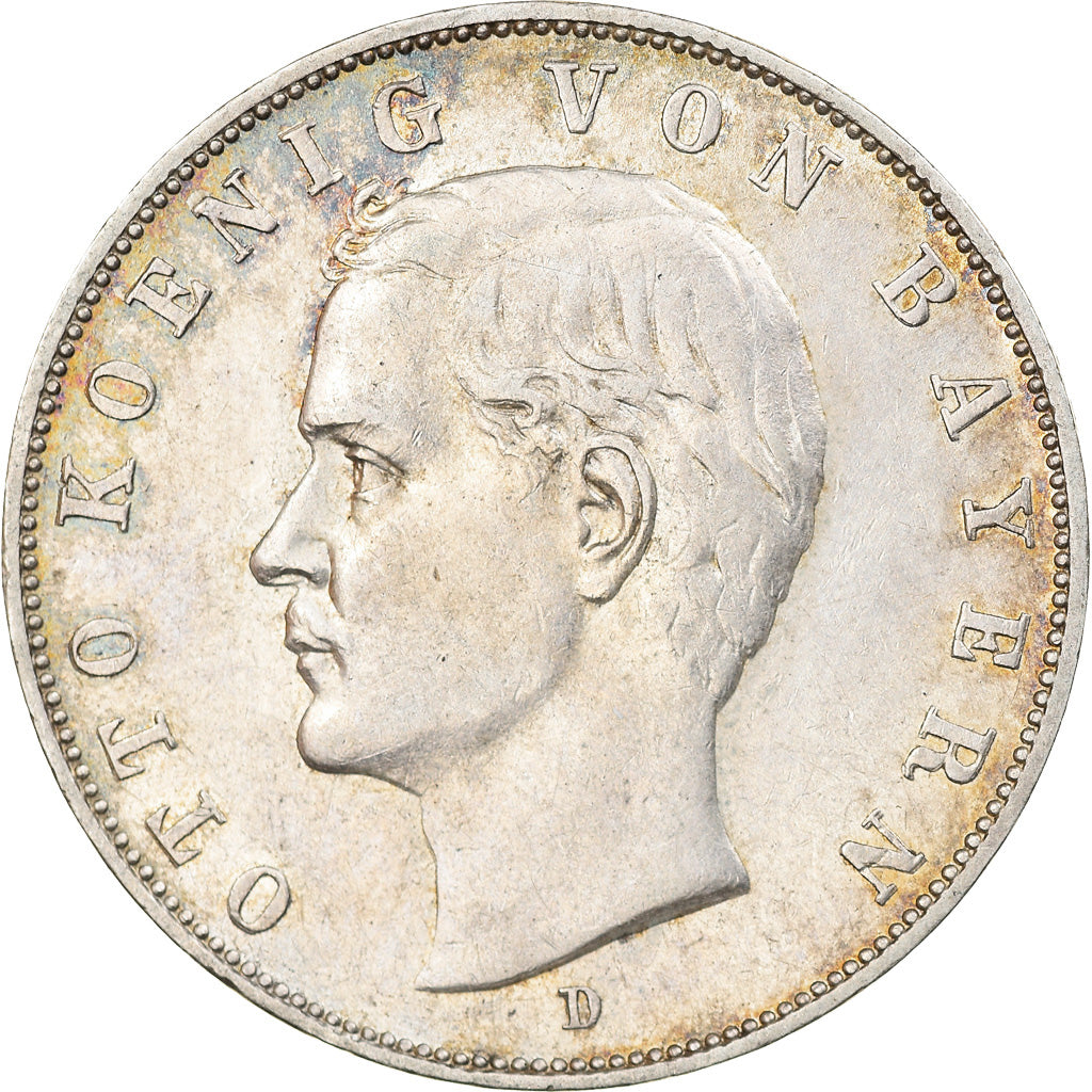 Coin, German States, BAVARIA, Otto, 3 Mark, 1912, Munich, AU(50-53), Silver
