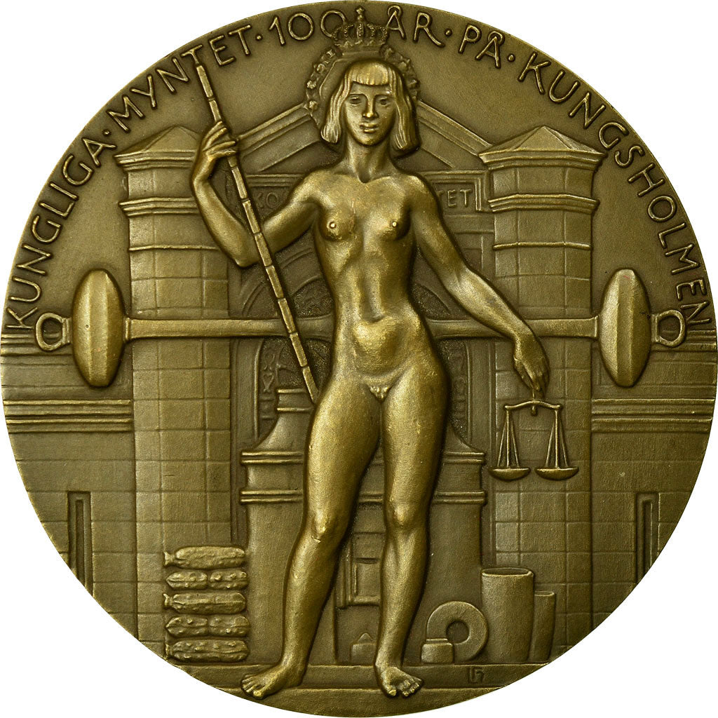 Zweden, Medaille, Kungliga Myntet 100 Ar Pa Kungsholmen, 1950, UNC-, Bronze