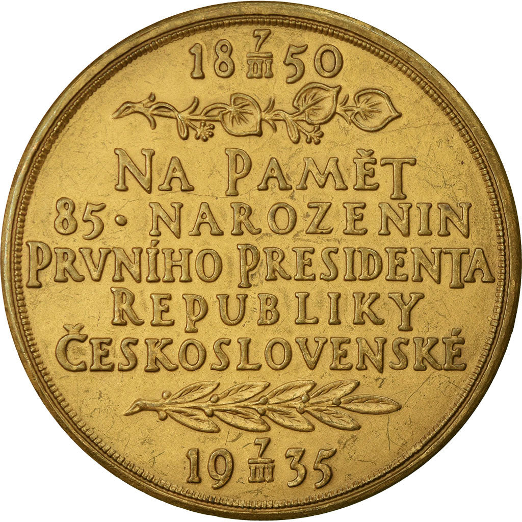 Czechoslovakia, Medal, Tomas G. Masarky, 1935, O.Spaniel, MS(60-62), Bronze