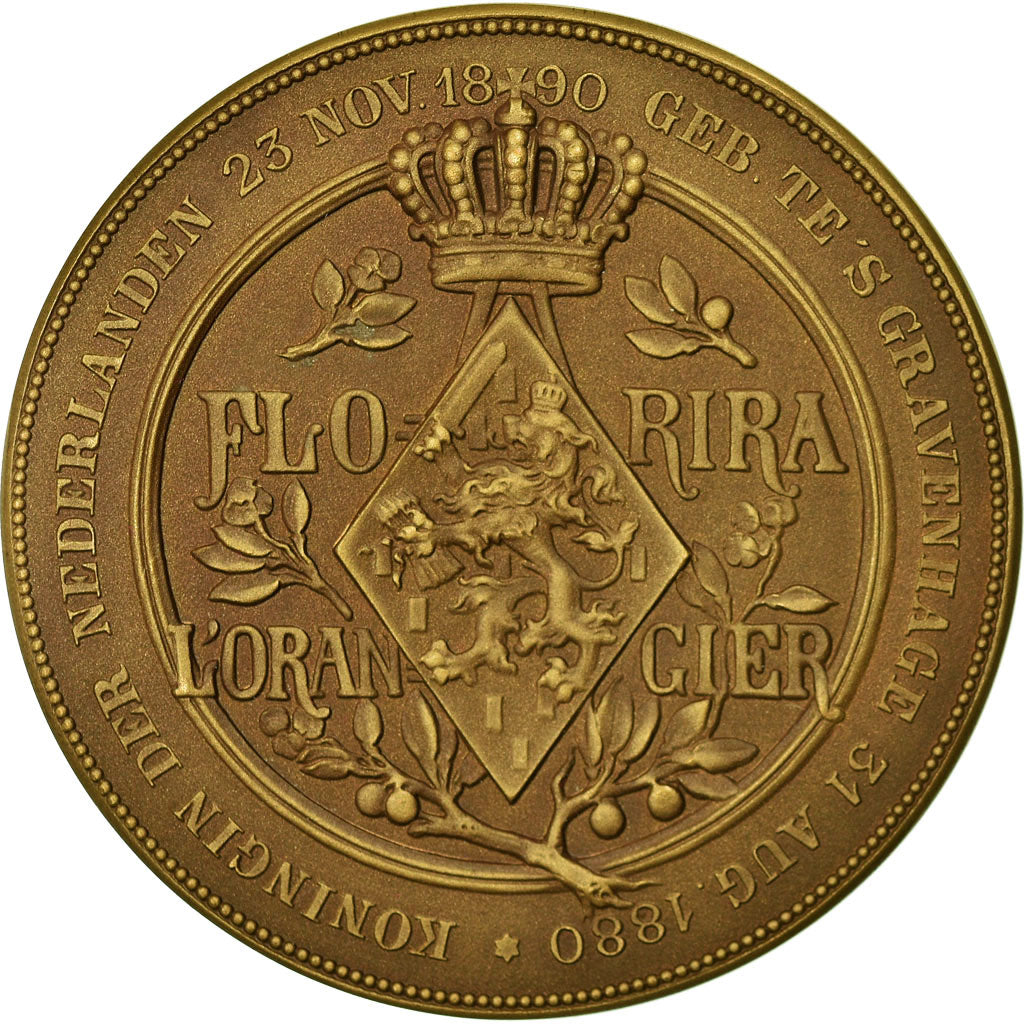Netherlands, Medal, Wilhelmina Koningin, Florira l'Orangier, Begeer, MS(63)