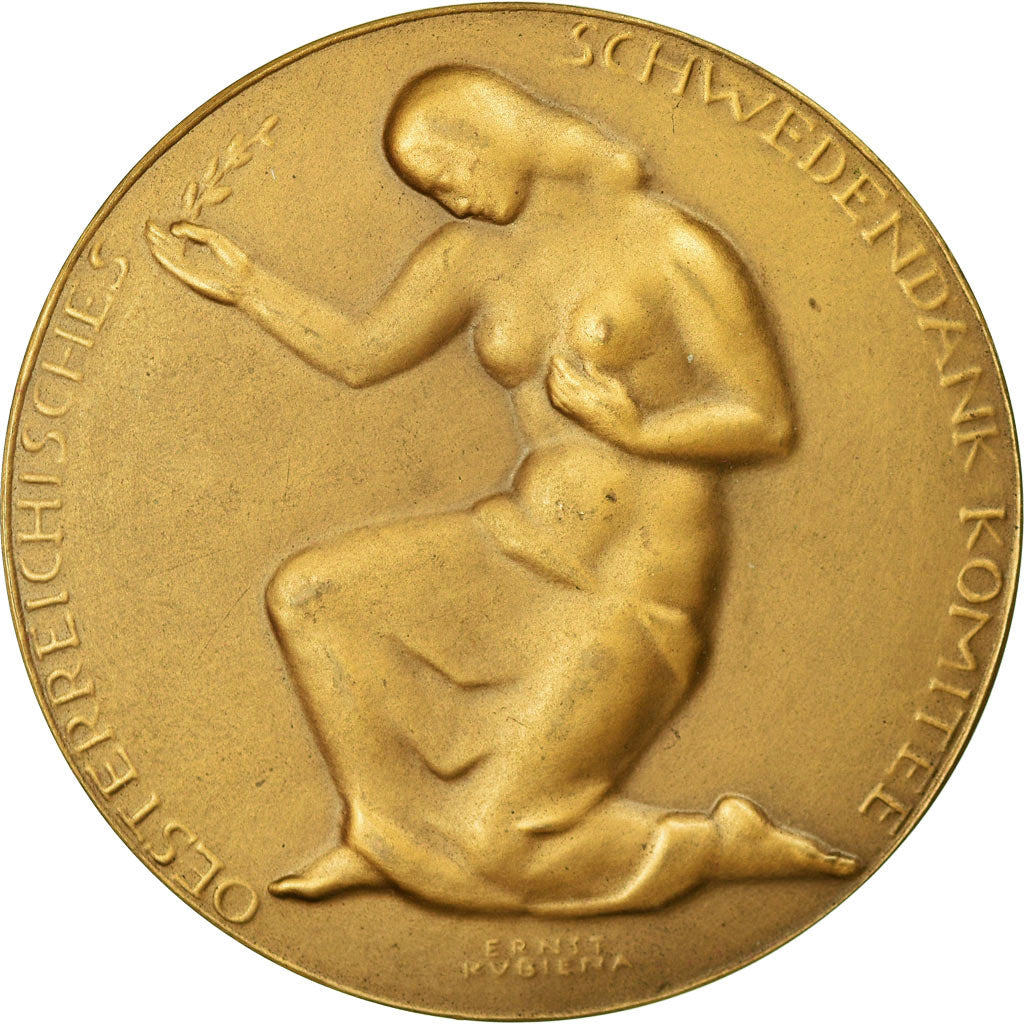 Suecia, medalla, Oesterreichisches Schwedendank Komitee, 1924, Ernst Kubiena