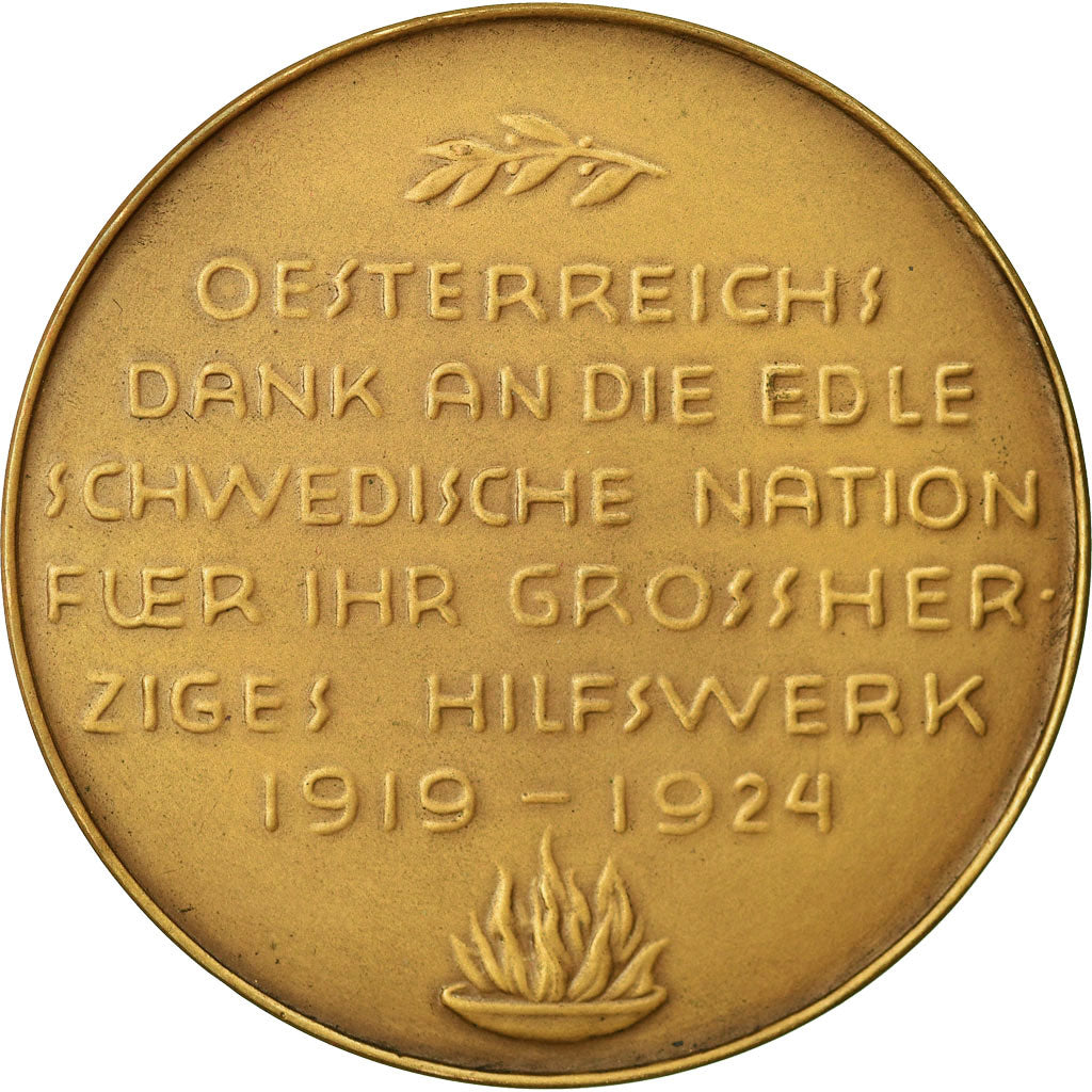 Suecia, medalla, Oesterreichisches Schwedendank Komitee, 1924, Ernst Kubiena