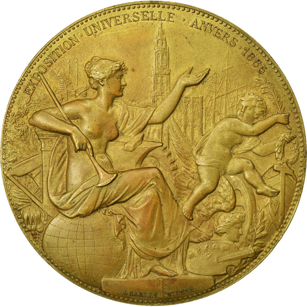 Belgium, Medal, Léopold II, Exposition Universelle d'Anvers, 1885, Wiener