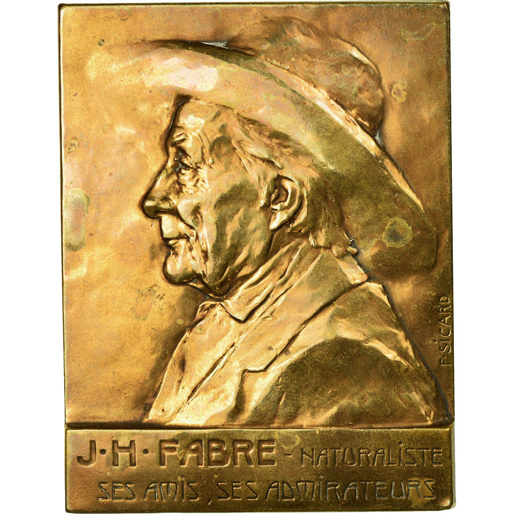 France, Medal, J.H Fabre, Nauraliste, Jubilé, 1910, Sicard, AU(50-53), Bronze